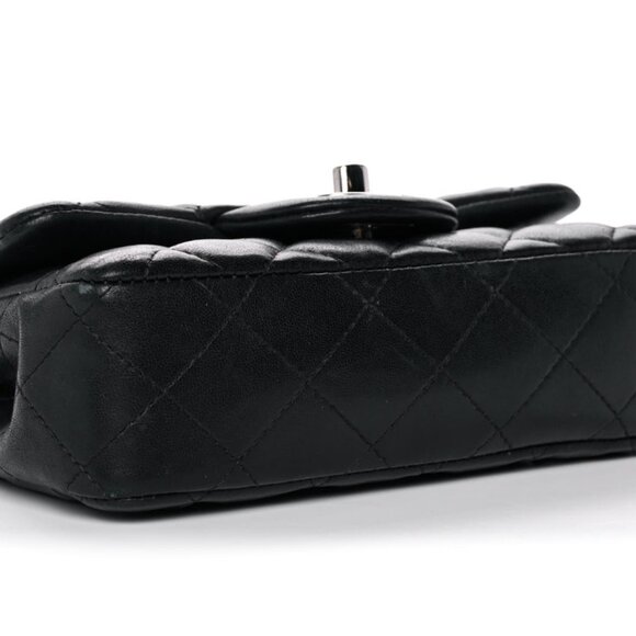 Lambskin Quilted Extra Mini Rectangular Flap Black - Picture 7 of 10